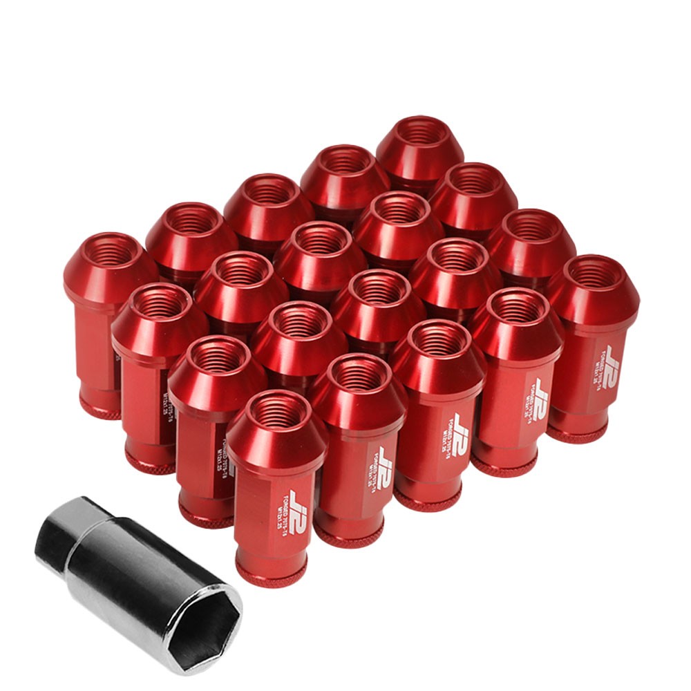 J2 Red Open Knurled End Acorn Tuner Lug Nuts Conical Seat M12x1.25 T7-004
