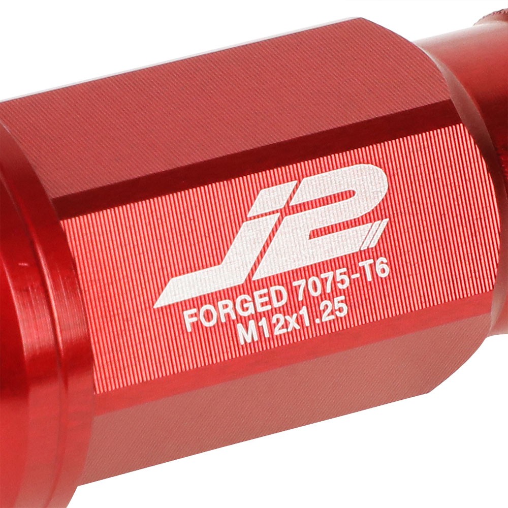 J2 Red Open Knurled End Acorn Tuner Lug Nuts Conical Seat M12x1.25 T7-004-Car & Truck Wheels-BuildFastCar