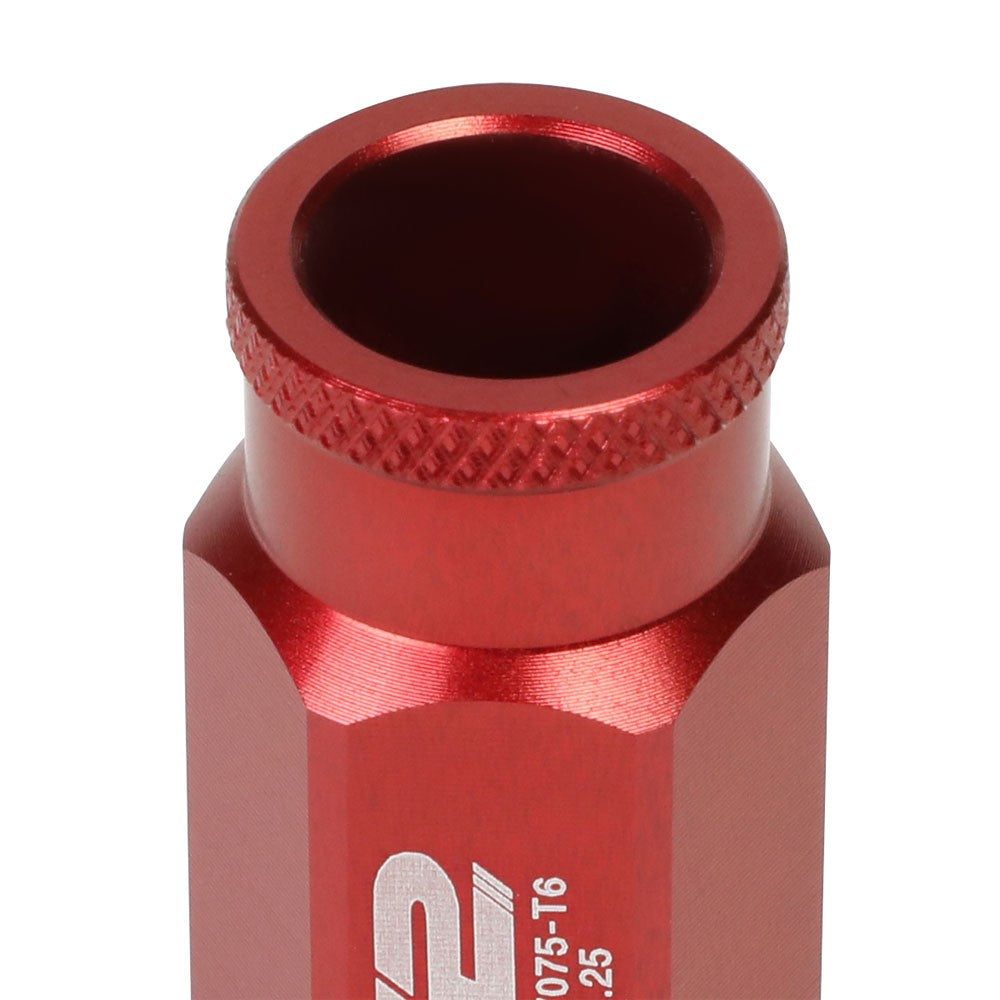 J2 Red Open Knurled End Acorn Tuner Lug Nuts Conical Seat M12x1.25 T7-004-Car & Truck Wheels-BuildFastCar