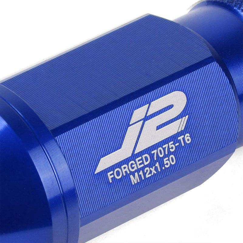 J2 Blue Open Knurled End Acorn Tuner M12 x 1.50 25MM OD/50MM Height Lug Nut Set-Car & Truck Wheels-BuildFastCar