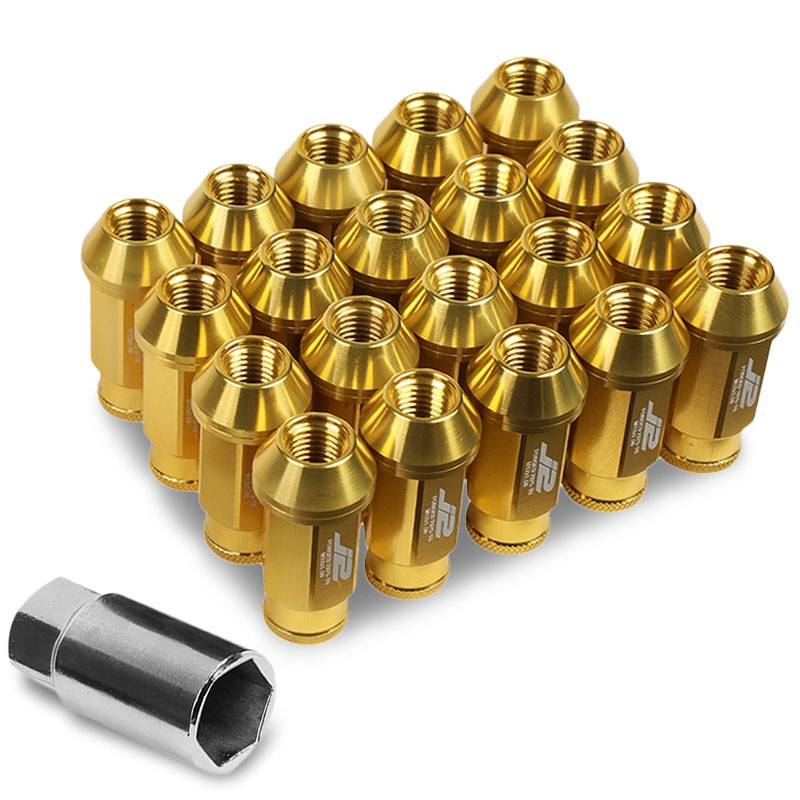 J2 Gold Open Knurled End Acorn Tuner M12 x 1.50 25MM OD/50MM Height Lug Nut Set-Car & Truck Wheels-BuildFastCar