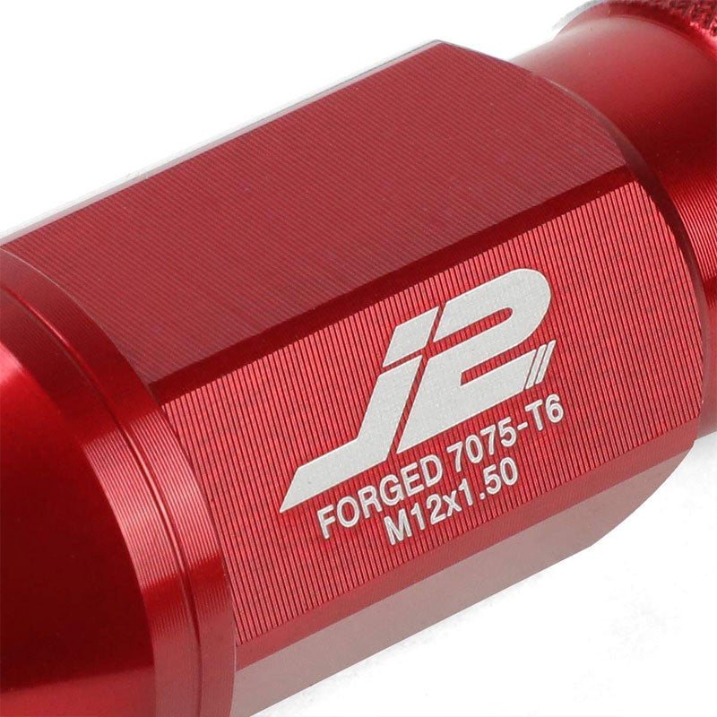 J2 Red Open Knurled End Acorn Tuner M12 x 1.50 25MM OD/50MM Height Lug Nut Set-Car & Truck Wheels-BuildFastCar