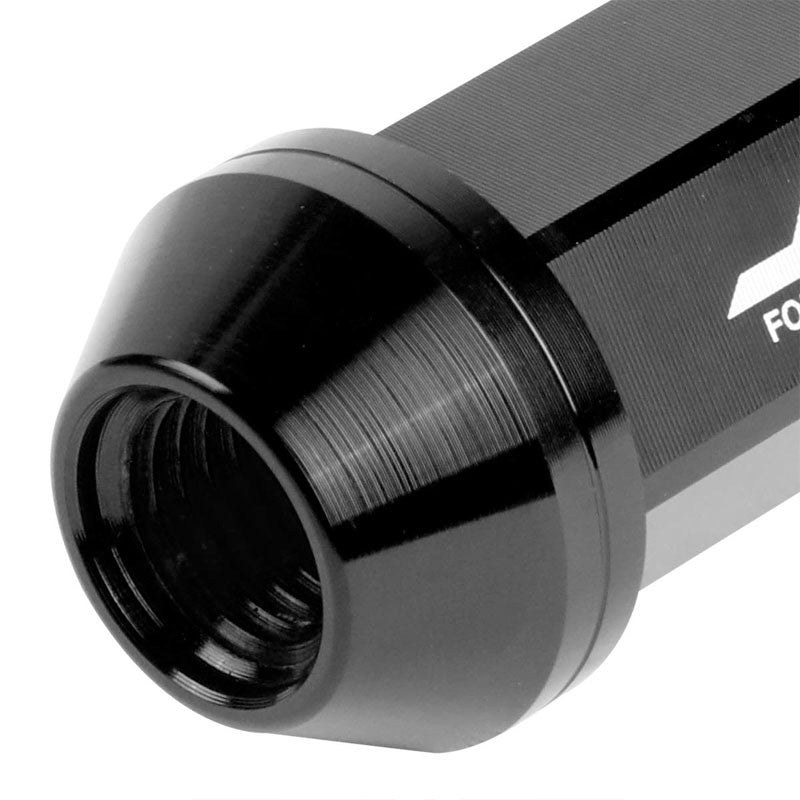 J2 Black Close End Acorn Tuner 25MM OD/50MM M12x1.50 20 Pcs Lug Nuts Set+Adapter-Car & Truck Wheels-BuildFastCar