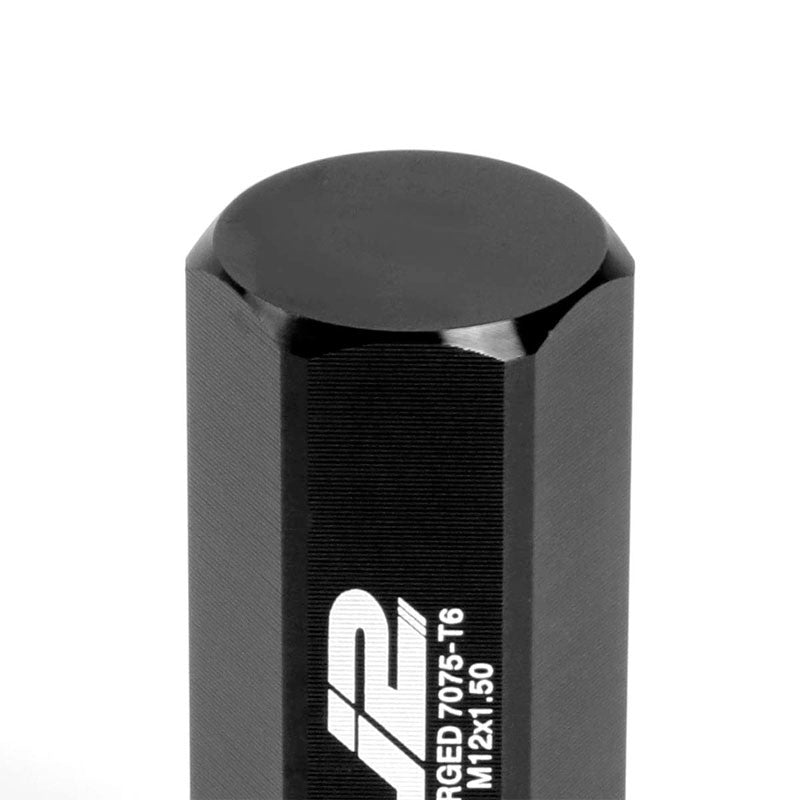 J2 Black Close End Acorn Tuner 25MM OD/50MM M12x1.50 20 Pcs Lug Nuts Set+Adapter-Car & Truck Wheels-BuildFastCar