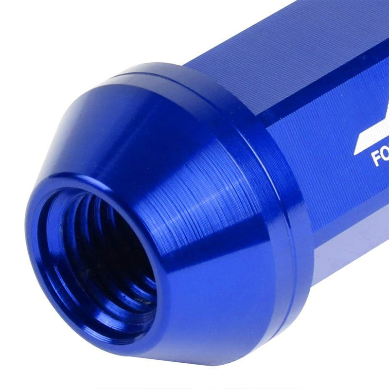 J2 Blue Close End Acorn Tuner 25MM OD/50MM M12x1.50 20 Pcs Lug Nuts Set+Adapter-Car & Truck Wheels-BuildFastCar
