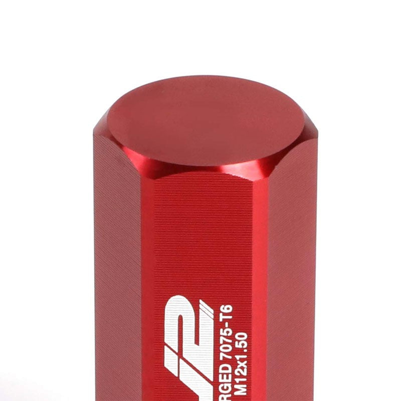 J2 Red Aluminum Close End Acorn Tuner 25MM OD/50MM M12 x 1.50 Lug Nuts+Adapter-Car & Truck Wheels-BuildFastCar