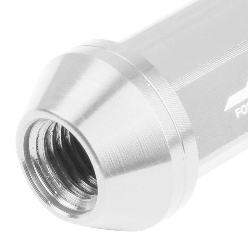 J2 Silver Close End Acorn Tuner 25MM OD/50MM M12x1.50 20 Pcs Lug Nuts+Adapter-Car & Truck Wheels-BuildFastCar