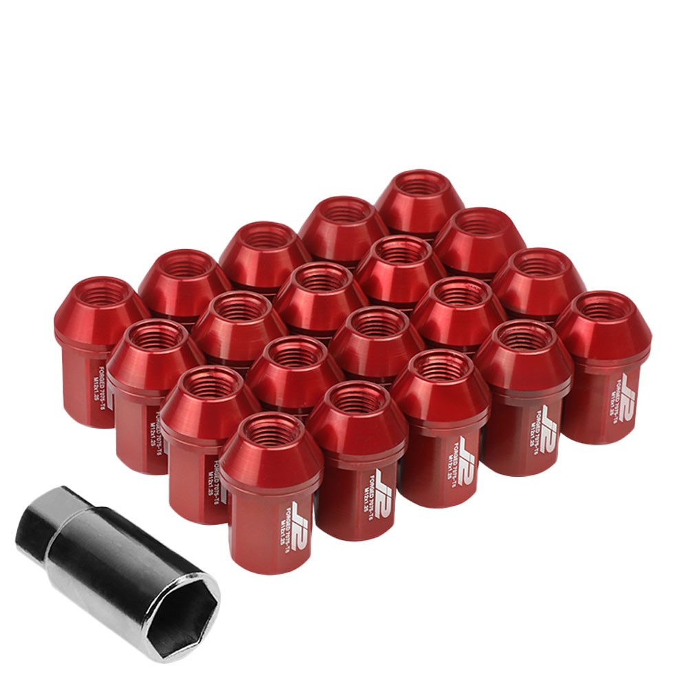 J2 Aluminum Red Close End Acorn Tuner Lug Nuts Conical Seat M12x1.25 T7-006