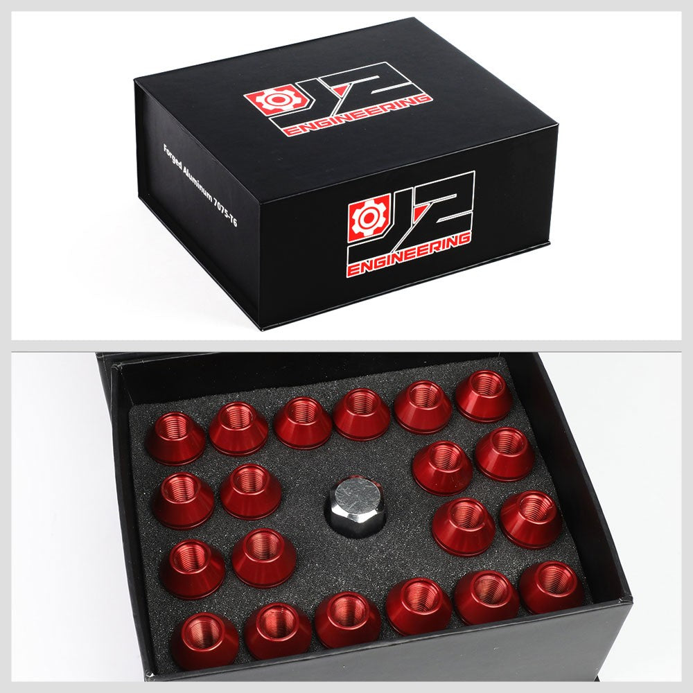 J2 Aluminum Red Close End Acorn Tuner Lug Nuts Conical Seat M12x1.25 T7-006-Car & Truck Wheels-BuildFastCar