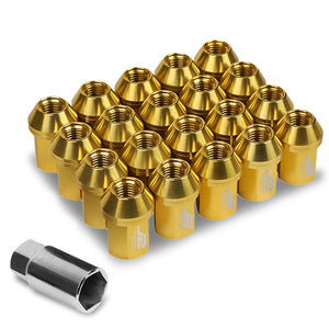 J2 Aluminum Gold Close End Acorn Tuner M12 x 1.50 25MM OD/35MM Height Lug Nuts-Car & Truck Wheels-BuildFastCar