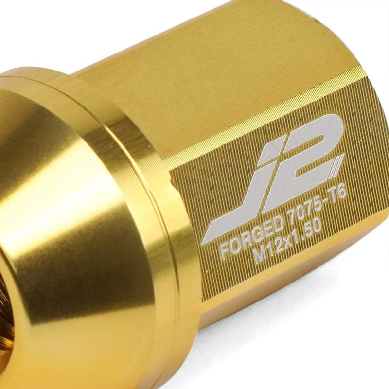 J2 Aluminum Gold Close End Acorn Tuner M12 x 1.50 25MM OD/35MM Height Lug Nuts-Car & Truck Wheels-BuildFastCar