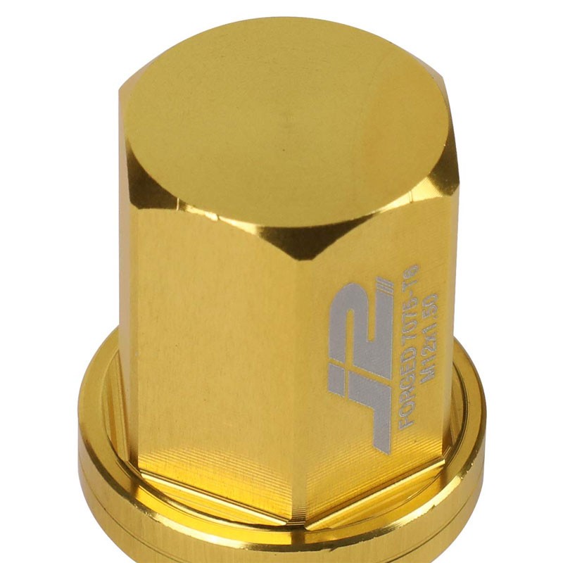 J2 Aluminum Gold Close End Acorn Tuner M12 x 1.50 25MM OD/35MM Height Lug Nuts-Car & Truck Wheels-BuildFastCar