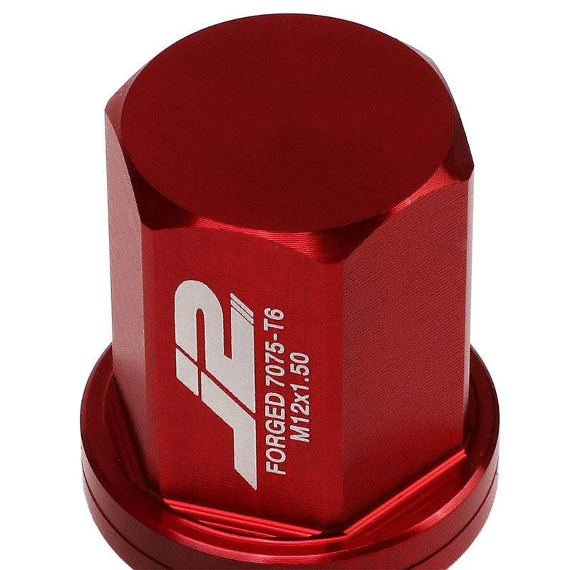 J2 Aluminum Red Close End Acorn Tuner M12 x 1.50 25MM OD/35MM Height Lug Nuts-Car & Truck Wheels-BuildFastCar