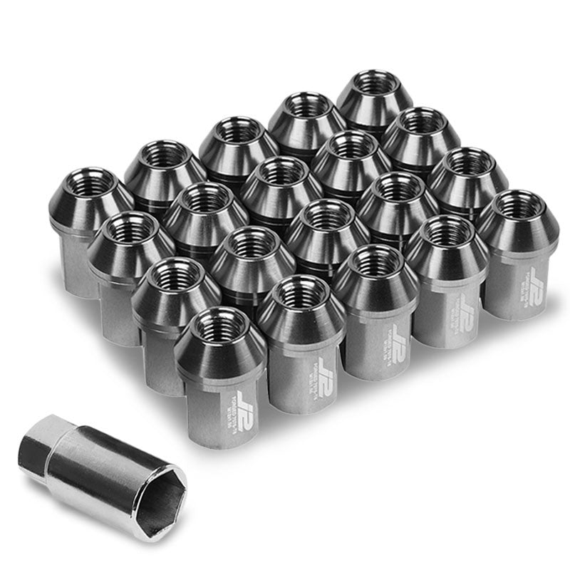 J2 Aluminum Silver Close End Acorn Tuner M12 x 1.50 25MM OD/35MM Height Lug Nuts-Car &amp; Truck Wheels-BuildFastCar