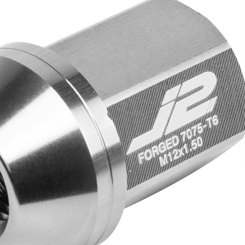 J2 Aluminum Silver Close End Acorn Tuner M12 x 1.50 25MM OD/35MM Height Lug Nuts-Car & Truck Wheels-BuildFastCar