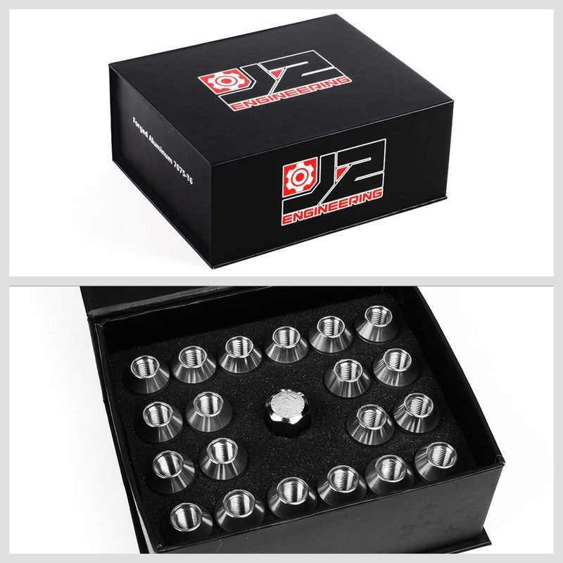 J2 Aluminum Silver Close End Acorn Tuner M12 x 1.50 25MM OD/35MM Height Lug Nuts-Car & Truck Wheels-BuildFastCar