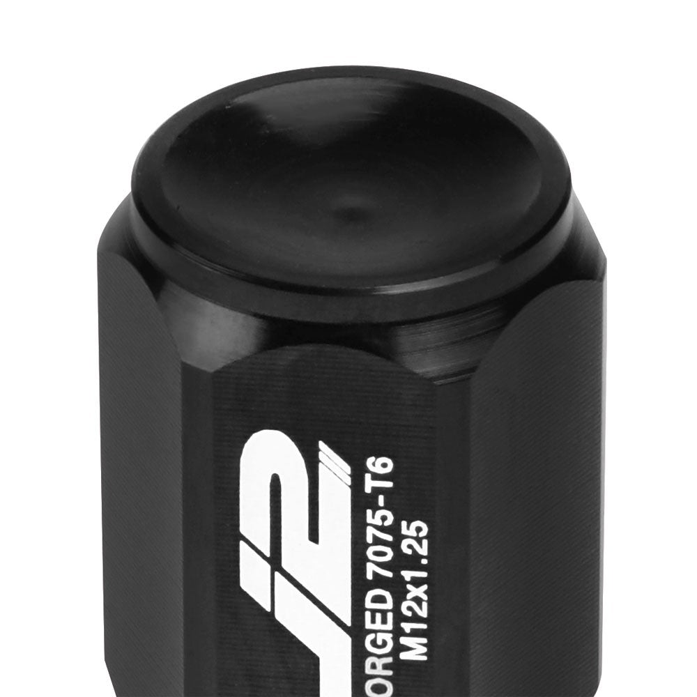 J2 Aluminum Black Close End Acorn Tuner Lug Nuts Conical Seat M12x1.25 T7-007-Car & Truck Wheels-BuildFastCar