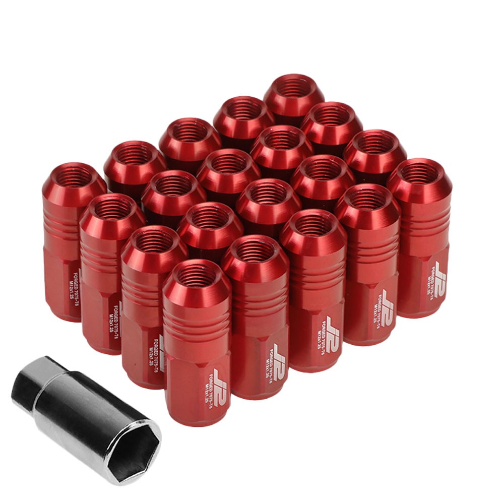 J2 Aluminum Red Close End Acorn Tuner Lug Nuts Conical Seat M12x1.25 T7-007
