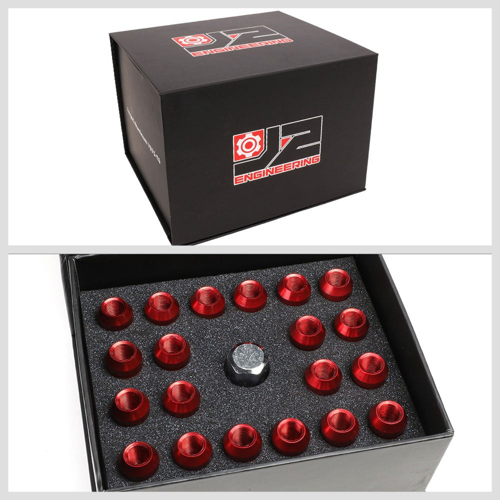 J2 Aluminum Red Close End Acorn Tuner Lug Nuts Conical Seat M12x1.25 T7-007-Car & Truck Wheels-BuildFastCar