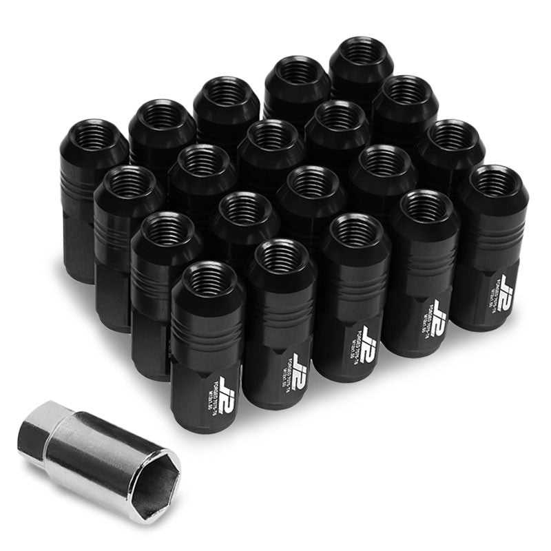 J2 Aluminum Black Close End Acorn Tuner M12 x 1.50 20MM OD/50MM Height Lug Nuts-Car &amp; Truck Wheels-BuildFastCar