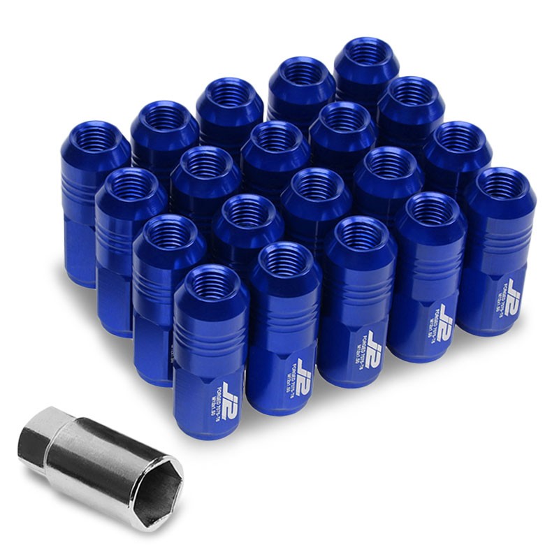 J2 Aluminum Blue Close End Acorn Tuner M12 x 1.50 20MM OD/50MM Height Lug Nuts-Car & Truck Wheels-BuildFastCar