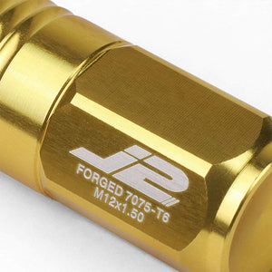 J2 Aluminum Gold Close End Acorn Tuner M12 x 1.50 20MM OD/50MM Height Lug Nuts-Car & Truck Wheels-BuildFastCar