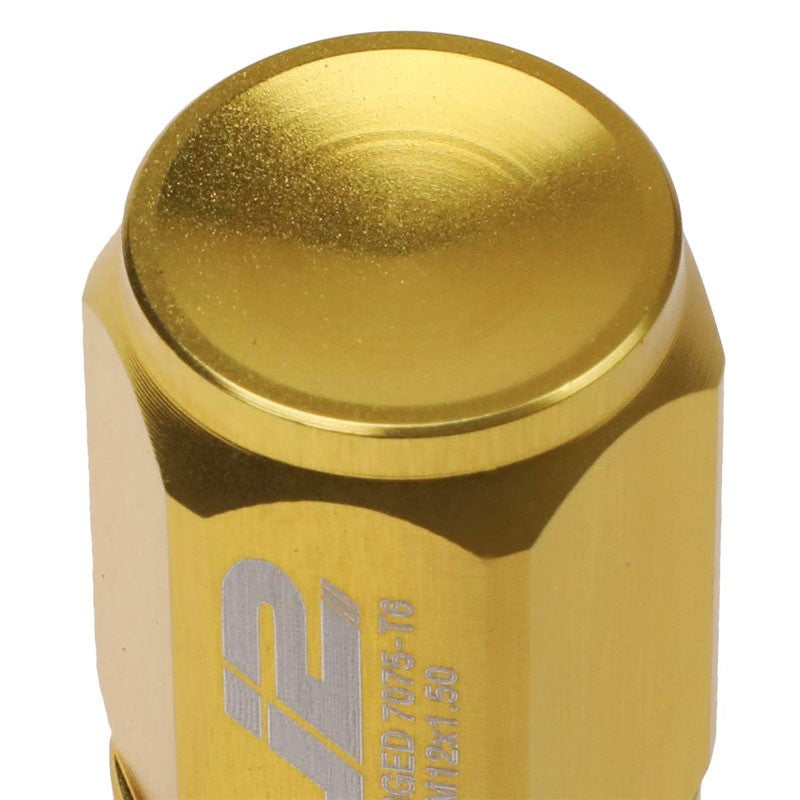 J2 Aluminum Gold Close End Acorn Tuner M12 x 1.50 20MM OD/50MM Height Lug Nuts-Car & Truck Wheels-BuildFastCar