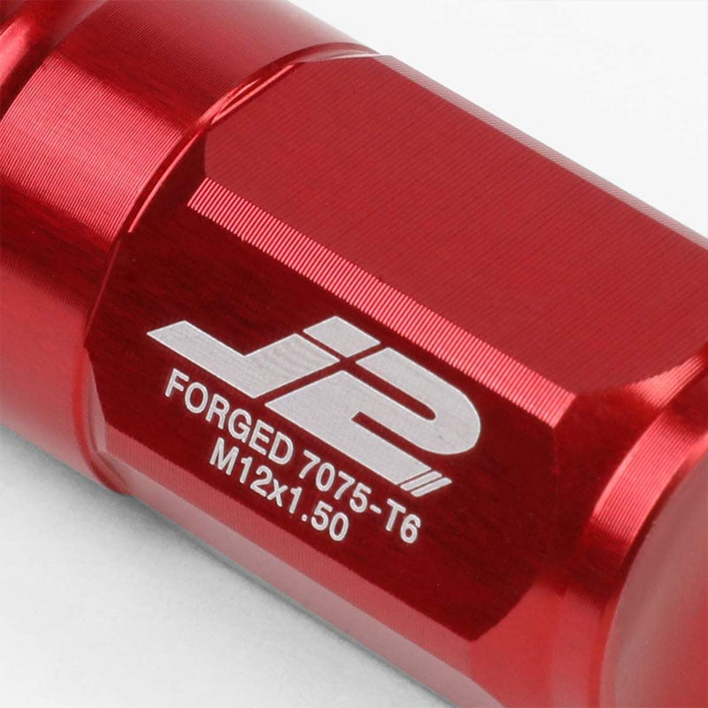 J2 Aluminum Red Close End Acorn Tuner M12 x 1.50 20MM OD/50MM Height Lug Nuts-Car & Truck Wheels-BuildFastCar