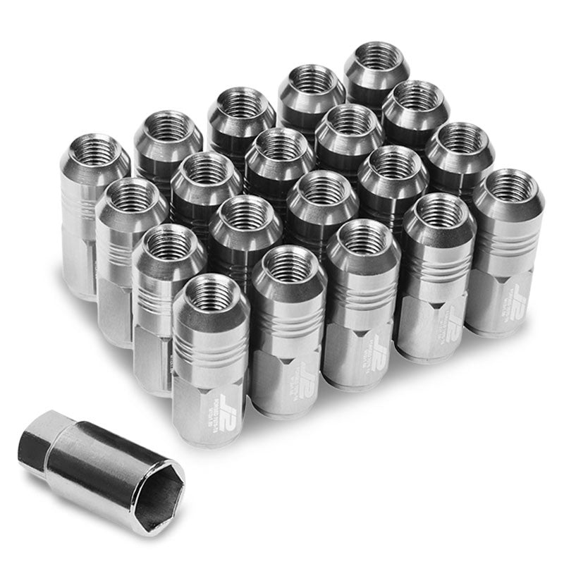 J2 Aluminum Silver Close End Acorn Tuner M12 x 1.50 20MM OD/50MM Height Lug Nuts-Car &amp; Truck Wheels-BuildFastCar