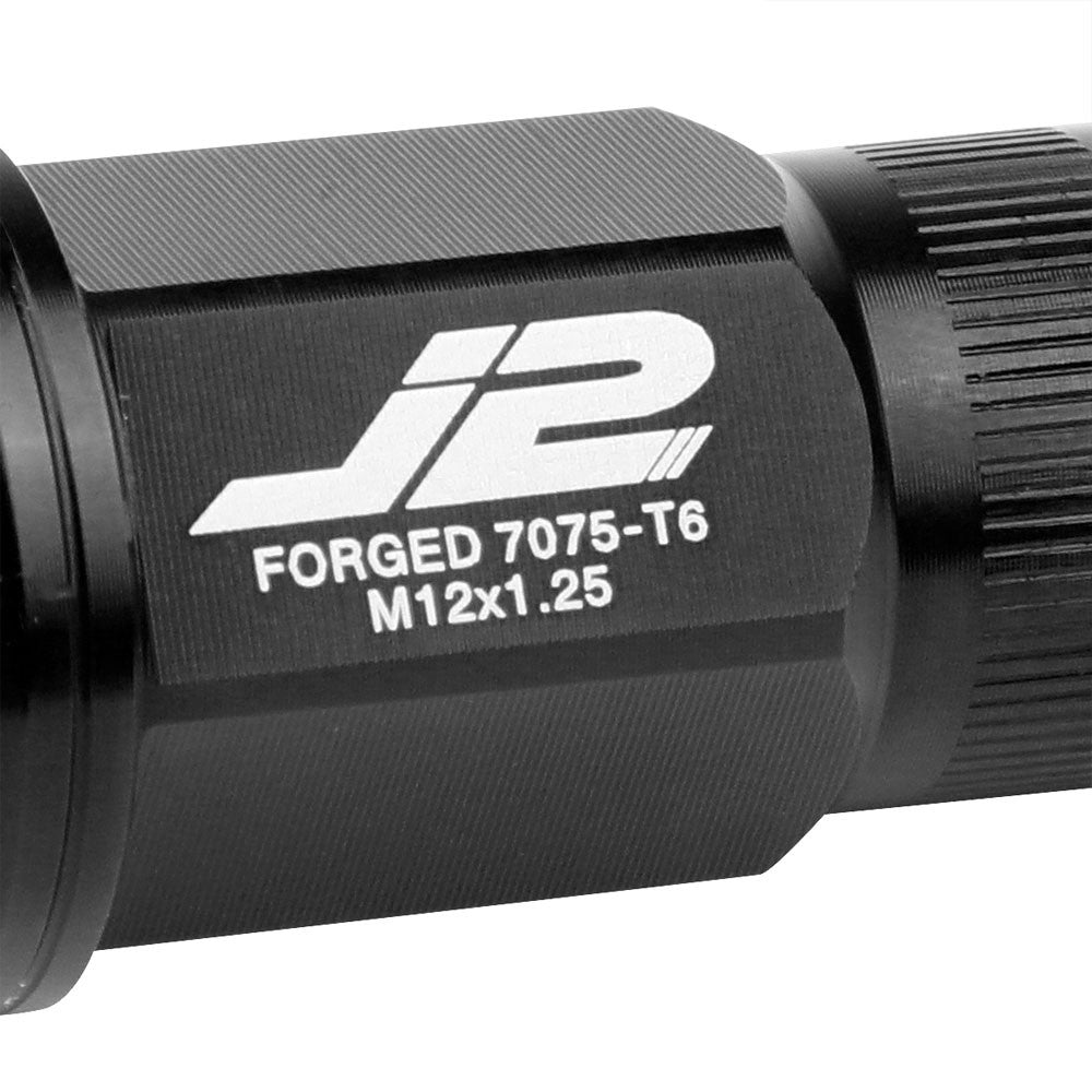 J2 Black Open Knurled End Acorn Tuner Lug Nuts Conical Seat M12x1.25 T7-008-Car & Truck Wheels-BuildFastCar
