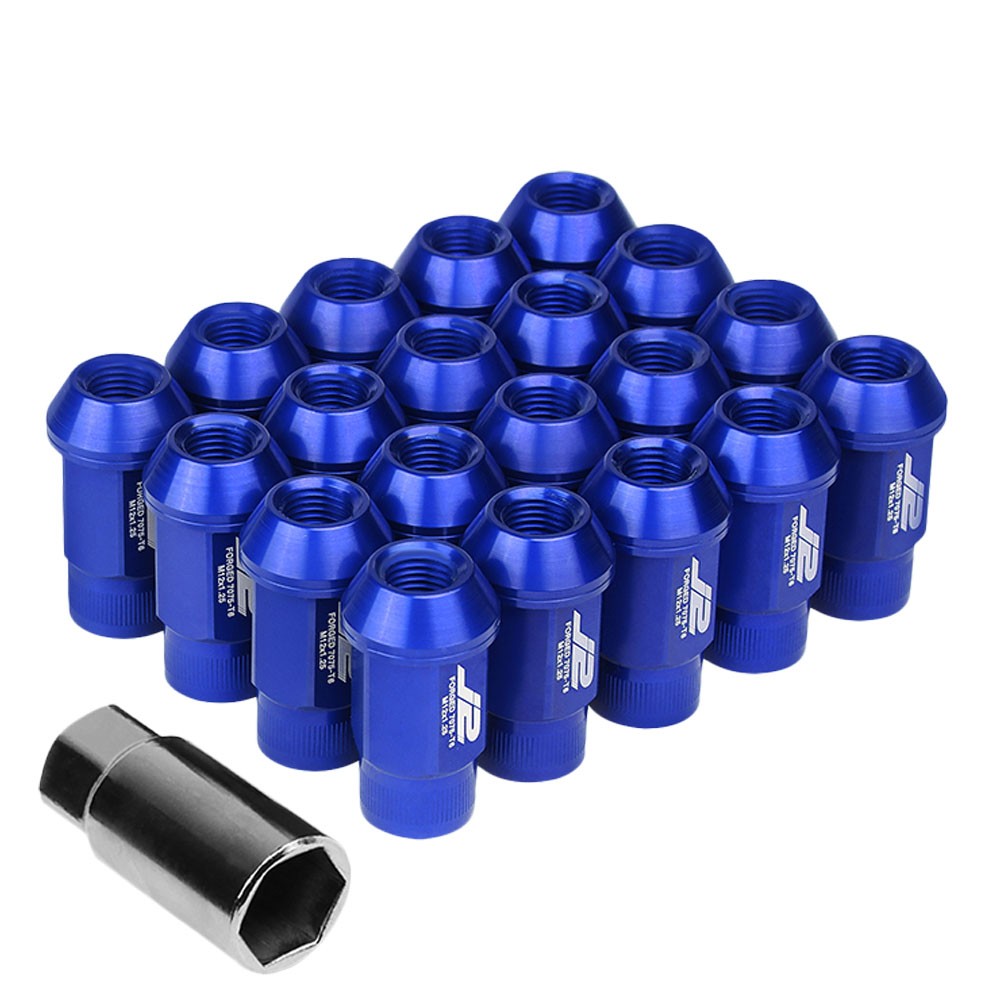 J2 Blue Open Knurled End Acorn Tuner Lug Nuts Conical Seat M12x1.25 T7-008