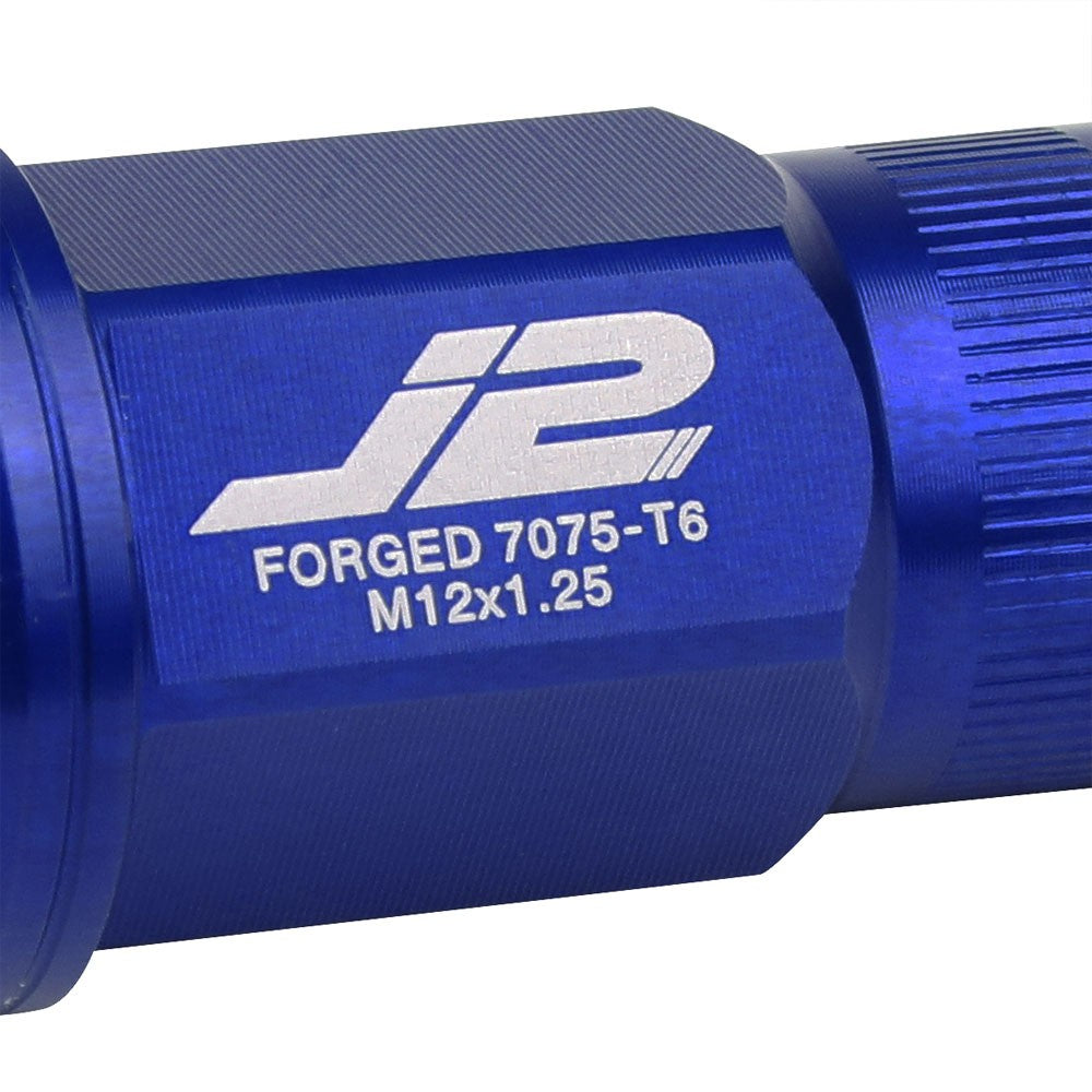 J2 Blue Open Knurled End Acorn Tuner Lug Nuts Conical Seat M12x1.25 T7-008-Car & Truck Wheels-BuildFastCar
