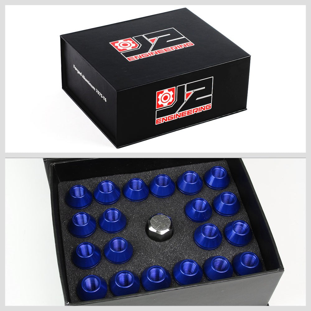 J2 Blue Open Knurled End Acorn Tuner Lug Nuts Conical Seat M12x1.25 T7-008-Car & Truck Wheels-BuildFastCar