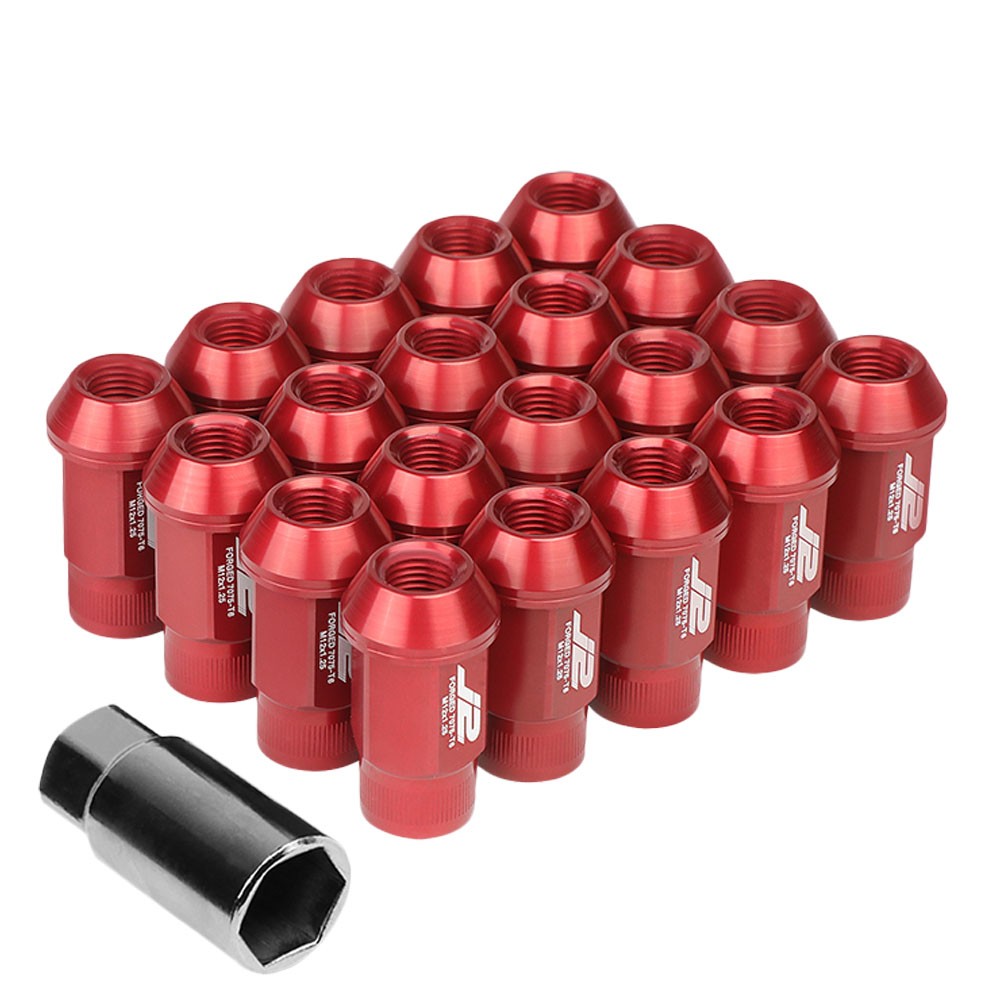 J2 Red Open Knurled End Acorn Tuner Lug Nuts Conical Seat M12x1.25 T7-008