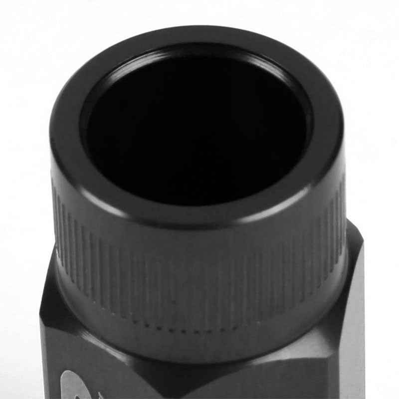 J2 Aluminum Black Open Knurled End Acorn Tuner M12 x 1.50 24MM OD/44MM Lug Nuts-Car & Truck Wheels-BuildFastCar