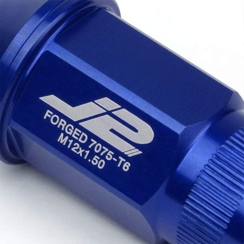 J2 Aluminum Blue Open Knurled End Acorn Tuner M12 x 1.50 24MM OD/44MM Lug Nuts-Car & Truck Wheels-BuildFastCar