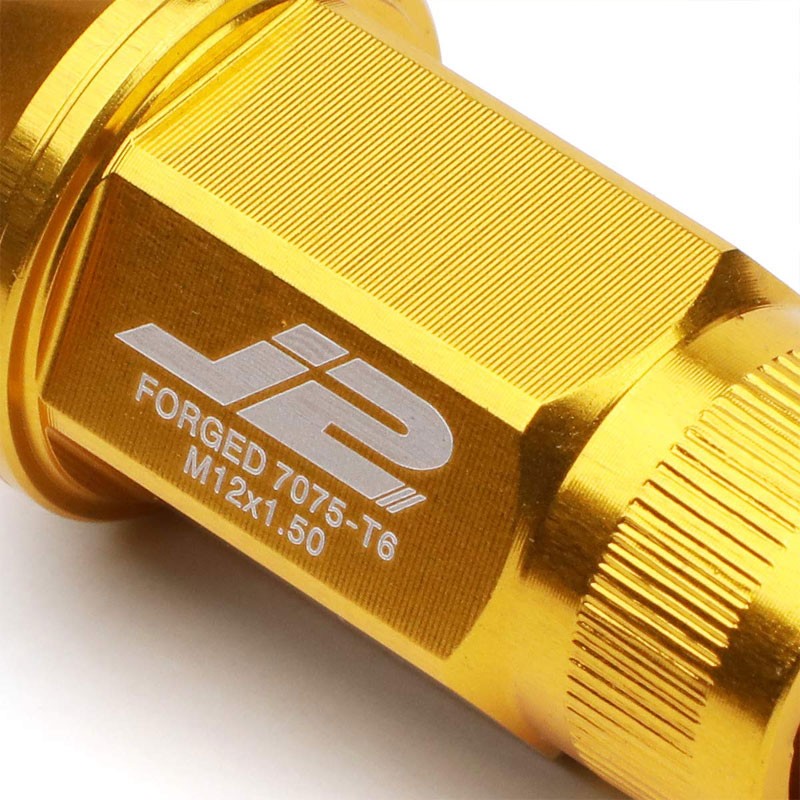 J2 Aluminum Gold Open Knurled End Acorn Tuner M12 x 1.50 24MM OD/44MM Lug Nuts-Car & Truck Wheels-BuildFastCar