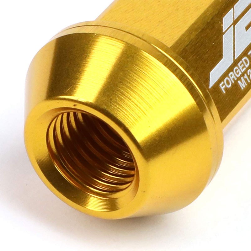 J2 Aluminum Gold Open Knurled End Acorn Tuner M12 x 1.50 24MM OD/44MM Lug Nuts-Car & Truck Wheels-BuildFastCar