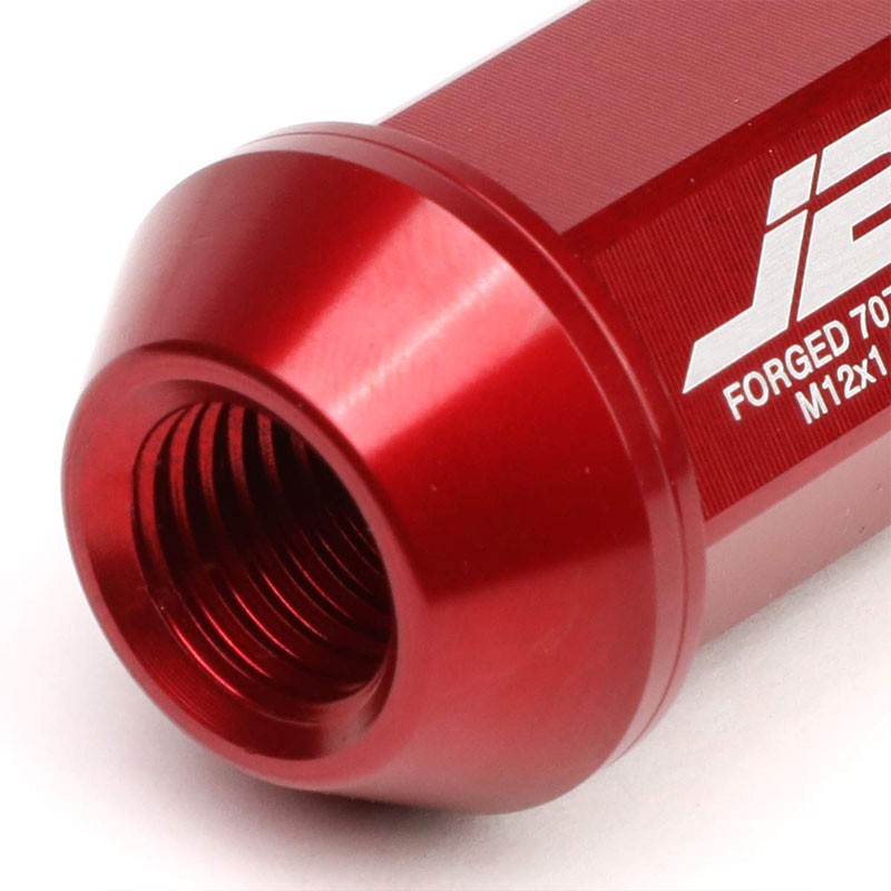J2 Aluminum Red Open Knurled End Acorn Tuner M12 x 1.50 24MM OD/44MM Lug Nuts-Car & Truck Wheels-BuildFastCar