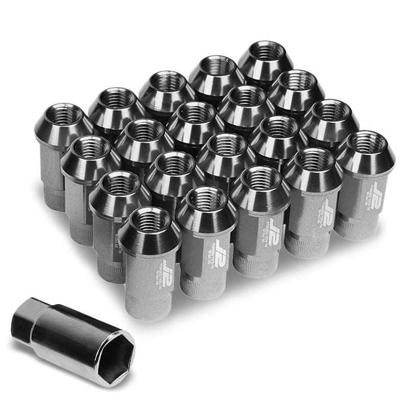J2 Aluminum Silver Open Knurled End Acorn Tuner M12 x 1.50 24MM OD/44MM Lug Nuts-Car & Truck Wheels-BuildFastCar
