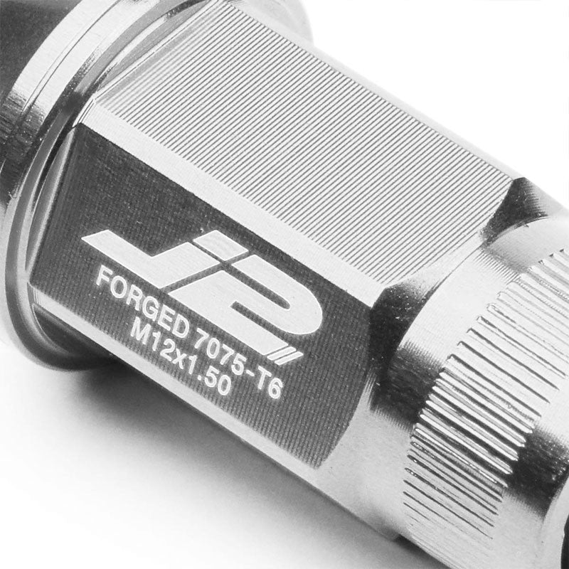 J2 Aluminum Silver Open Knurled End Acorn Tuner M12 x 1.50 24MM OD/44MM Lug Nuts-Car & Truck Wheels-BuildFastCar