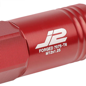 J2 Aluminum Red Open End Acorn Tuner Lug Nuts Conical Seat M12x1.25 T7-009-Car & Truck Wheels-BuildFastCar