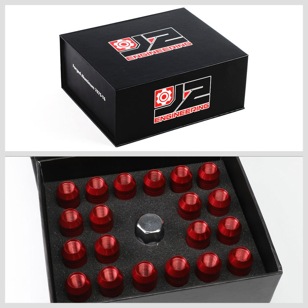 J2 Aluminum Red Open End Acorn Tuner Lug Nuts Conical Seat M12x1.25 T7-009-Car & Truck Wheels-BuildFastCar