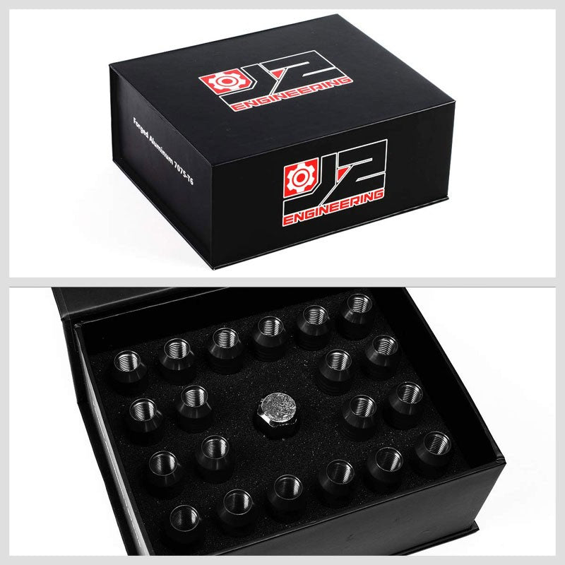 J2 Aluminum Black Open Top Acorn Tuner M12 x 1.50 20MM OD/60MM Height Lug Nuts-Car & Truck Wheels-BuildFastCar