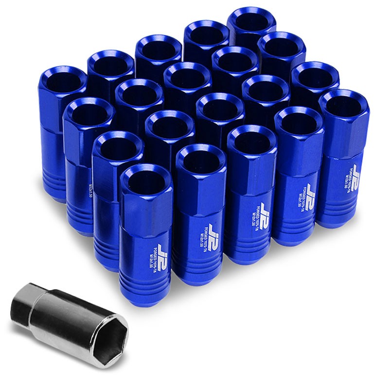 J2 Aluminum Blue Open Top Acorn Tuner M12 x 1.50 20MM OD/60MM Height Lug Nuts-Car & Truck Wheels-BuildFastCar