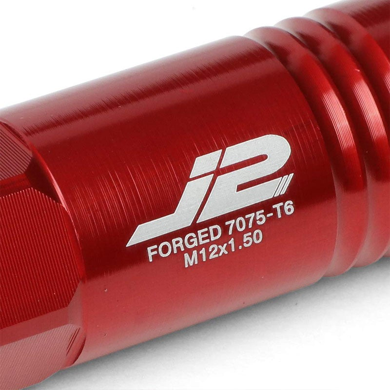 J2 Aluminum Red Open Top Acorn Tuner M12 x 1.50 20MM OD/60MM Height Lug Nuts-Car & Truck Wheels-BuildFastCar
