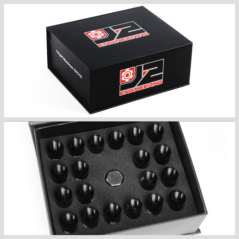 J2 Black M12x1.25 Open End Acorn Tuner Lug Nuts