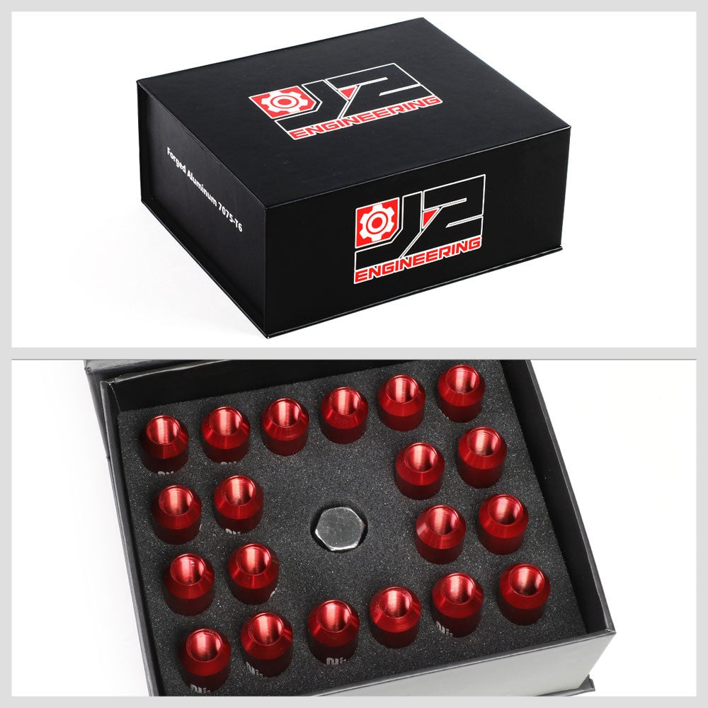 J2 Red M12x1.25 Open End Acorn Tuner Lug Nuts