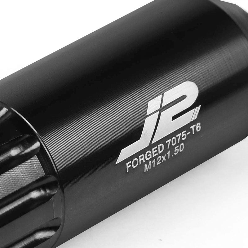 J2 Black Open End Acorn Tuner M12 x 1.50 20MM OD/60MM 16 Lug Nuts+4 Lock Nuts-Car & Truck Wheels-BuildFastCar