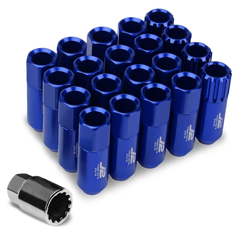 J2 Blue Open End Acorn Tuner M12 x 1.50 20MM OD/60MM 16 Lug Nuts+4 Lock Nuts-Car & Truck Wheels-BuildFastCar